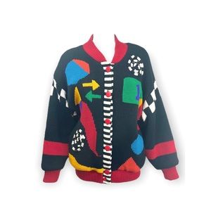 Vintage Wool Abstract Print Coat M / L / XL